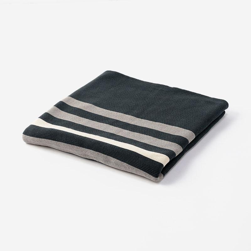 Quiet LINE オーガニックコットンスロー 130×180cm ダークグレー